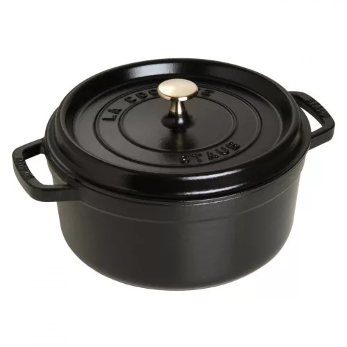 Staub kerek öntöttvas cocotte, 24 cm, matt fekete