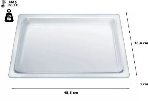 Bosch üveg sütőtál sütőhöz, 455 x 364 mm