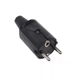 Universeel Gumírozott Hálózati Dugvilla – 16A, 250V, IP44 – Fekete, Szerelhető (1106)