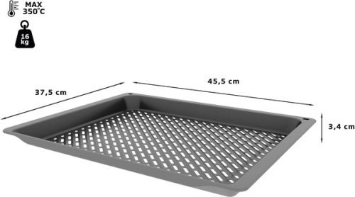 Grill tálca / Airfry serpenyő 35 x 455 x 375 mm, antracit zománcozott