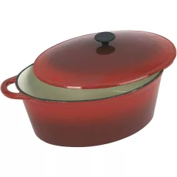 Crealys Grand Chef ovális öntöttvas cocotte, 6,5 liter, piros