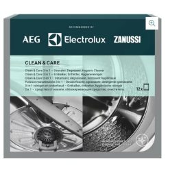   Clean & Care 3 az 1-ben Tisztítószer AEG / Electrolux Mosó- és Mosogatógéphez - 12 db - Vízkőoldó, Zsíroldó (M3GCP400)