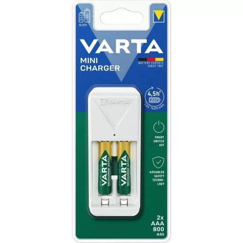 VARTA 57656201421 Mini Charger fehér akkumulátortöltő két NiMH cellával