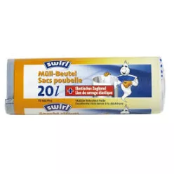 SWIRL fekete 20 literes szemeteszsák gumis rögzítőszalaggal