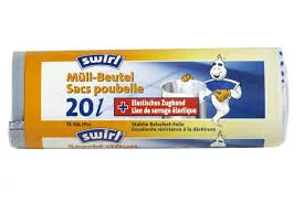 SWIRL fekete 20 literes szemeteszsák gumis rögzítőszalaggal