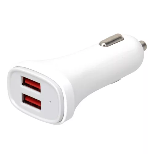ERARD 728334 fényes fehér autós USB töltő szivargyújtó-aljzatba, két USB-A kimenettel