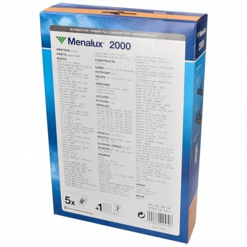Menalux 2000 Mikroszálas Porzsák Csomag Bosch / Siemens Porszívóhoz - 5 db + 1 szűrő - Type G (Bosch Type G, Siemens VZ41FGALL kompatibilis)