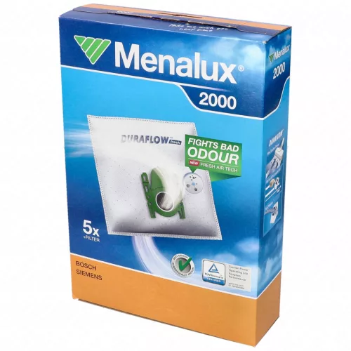 Menalux 2000 Mikroszálas Porzsák Csomag Bosch / Siemens Porszívóhoz - 5 db + 1 szűrő - Type G (Bosch Type G, Siemens VZ41FGALL kompatibilis)