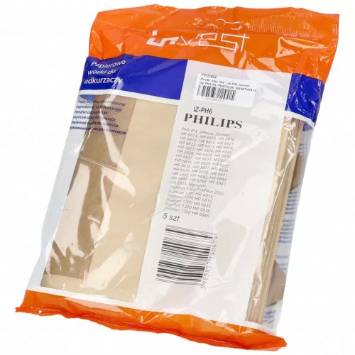 PH6 jelű papír porzsák Philips Triathlon porszívóhoz, ötdarabos csomag