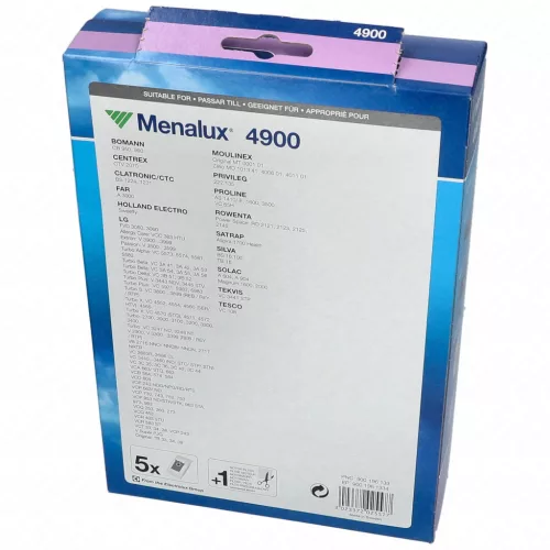 Menalux 4900 T172 porzsák LG és Moulinex Zélio porszívóhoz