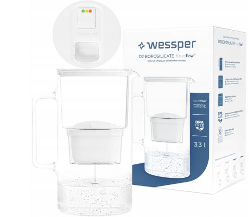 Wessper D2 FutureFlow Aquamax 3,3 l ÜVEGKANCSÓ + 1x vízszűrő patron (FEHÉR)