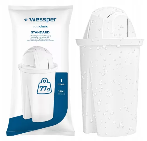 Wessper D2 Borosilicate Üveg Vízszűrő Kancsó - 3L - Fekete + AquaClassic Szűrőbetét