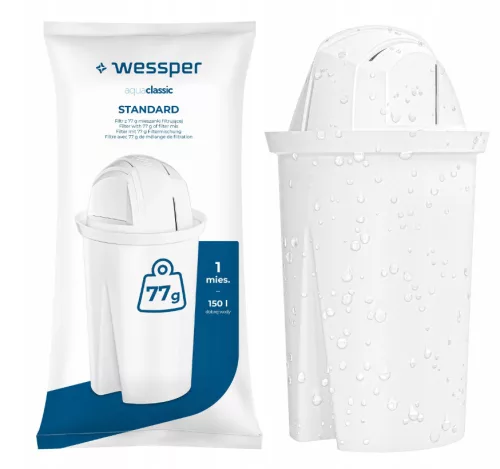 Wessper D2 BOROSILICATE Üveg Szűrőkancsó - 3.3 L - FutureFlow™ LED Számlálóval, Fehér