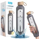 Wessper ActiveMax Crystalline Motivációs Üvegpalack Szilikon Tokkal - 1 liter - Szürke (WES051)