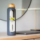 Wessper ActiveMax Crystalline Motivációs Üvegpalack Szilikon Tokkal - 1 liter - Szürke (WES051)