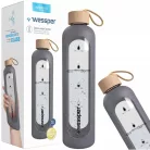 Wessper ActiveMax Crystalline Motivációs Üvegpalack Szilikon Tokkal - 1 liter - Szürke (WES051)