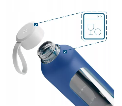 Wessper B1 Borosilicate Motivációs Üvegpalack - 1L - Sötétkék (WES301)
