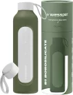 Wessper Activemax Crystalline Motivációs Üvegpalack - 1 literes - Olíva zöld