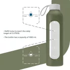 Wessper Activemax Crystalline Motivációs Üvegpalack - 1 literes - Olíva zöld