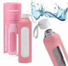 Wessper B1 BOROSILICATE Motivációs Üvegpalack - 1 literes - Rózsaszín