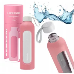   Wessper B1 BOROSILICATE Motivációs Üvegpalack - 1 literes - Rózsaszín