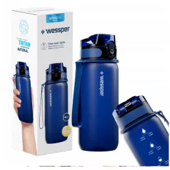   Wessper Activemax Triline Motivációs Tritan Kulacs - 500 ml - Sötétkék