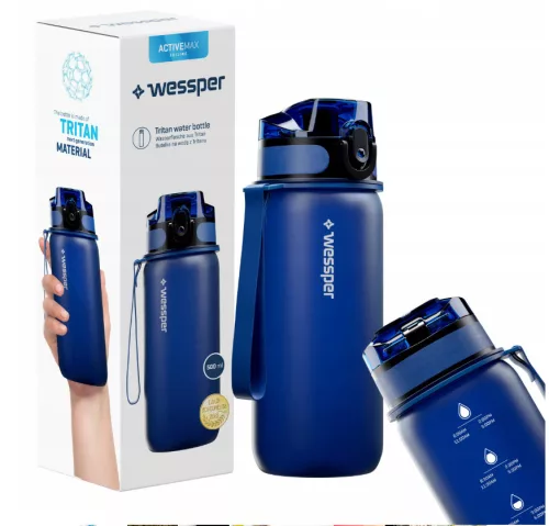 Wessper Activemax Triline Motivációs Tritan Kulacs - 500 ml - Sötétkék