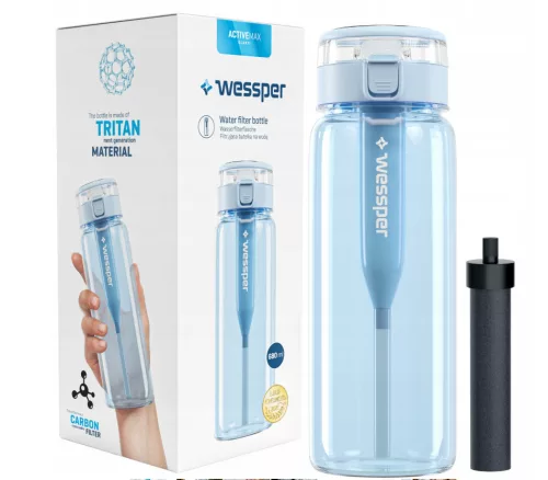 Wessper ActiveMax Clarti Tritan Szűrőpalack - 680 ml - Kék