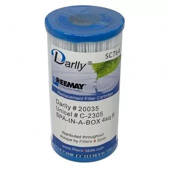 Darlly Jakuzzi Szűrőbetét Spa-In-A-Box Jakuzzihoz - 128 x 68 mm - SC764 / 20035 Típus (Pleatco PSB3.5, Unicel C-2305 kompatibilis)