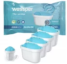 4 db Wessper AquaMax Alkaline Lúgos Vízszűrő Patron (Brita Maxtra+, Dafi Unimax kompatibilis)