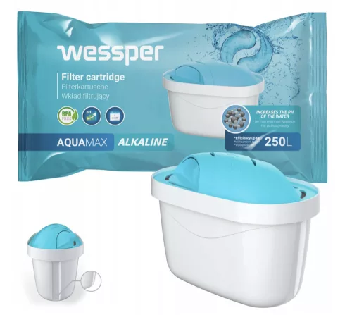 4 db Wessper AquaMax Alkaline Lúgos Vízszűrő Patron (Brita Maxtra+, Dafi Unimax kompatibilis)