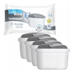   4 db Wessper AquaMax Protect vízszűrő patron (Brita Maxtra+, Aquaphor kompatibilis)