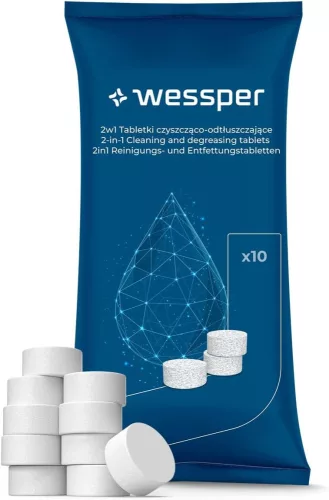 Wessper CleanOil 2 az 1-ben Tisztító és Zsírtalanító Tabletta Kávéfőzőkhöz - 10 x 2g - Univerzális