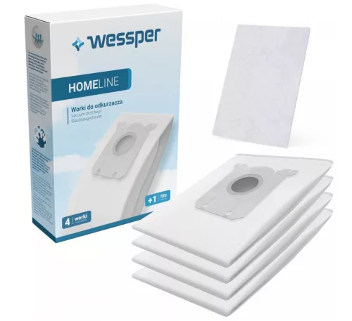 Wessper HomeLine eco Szintetikus Porzsák Philips / AEG-Electrolux porszívókhoz - 4 db + 1 szűrő