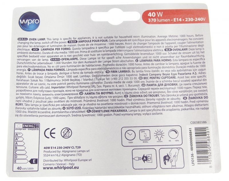 Whirlpool 484000008841 sütő sütőlámpa 2. kép