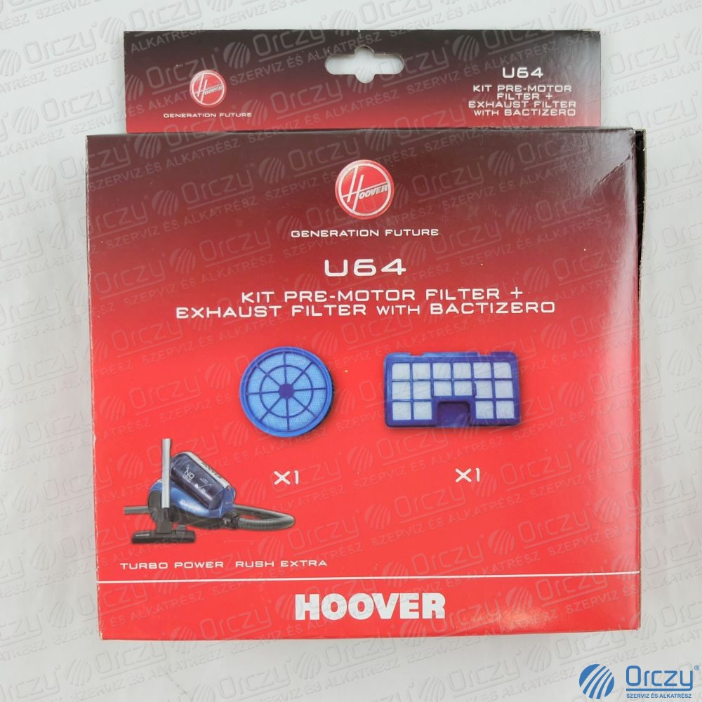 Hoover U64 szűrőkészlet Rush porszívóhoz, motor előtti és kifúvó szűrővel