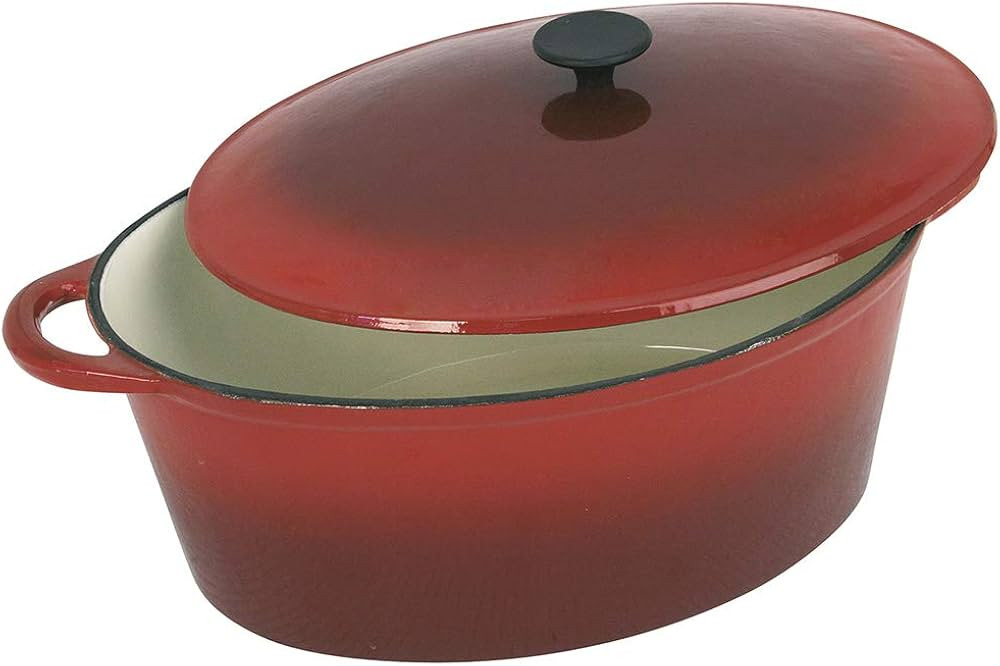 Crealys Grand Chef ovális öntöttvas cocotte, 6,5 liter, piros