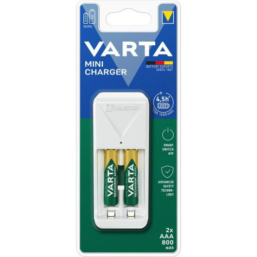 VARTA 57656201421 Mini Charger fehér akkumulátortöltő két NiMH cellával