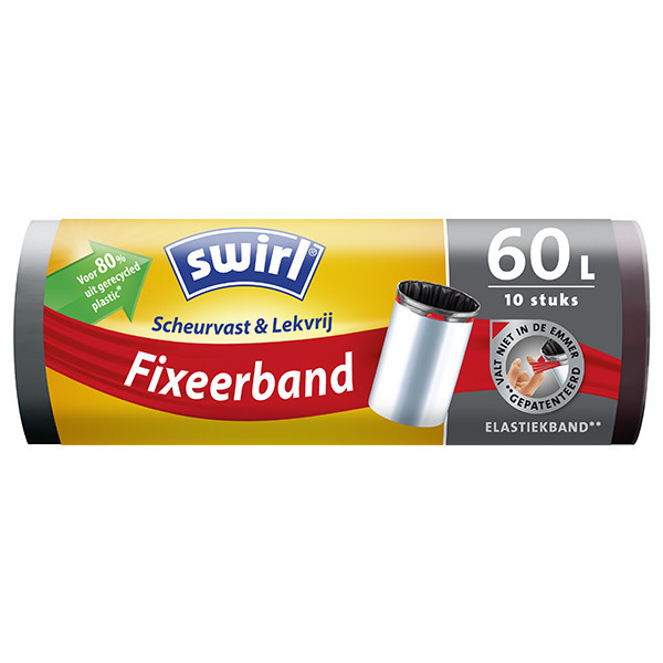 SWIRL 60 literes fekete kukazsák rögzítőszalaggal, tekercsben