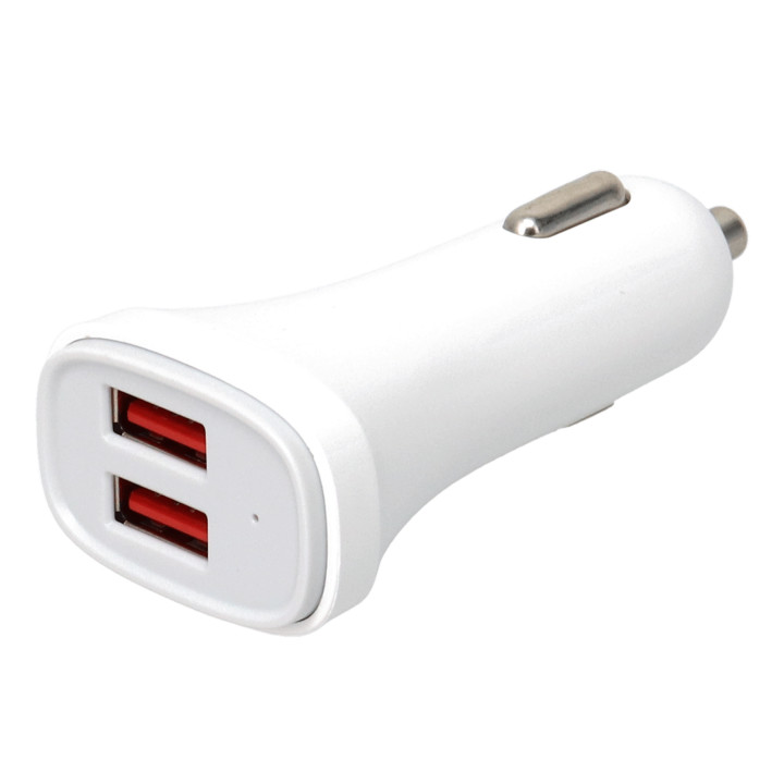 ERARD 728334 fényes fehér autós USB töltő szivargyújtó-aljzatba, két USB-A kimenettel